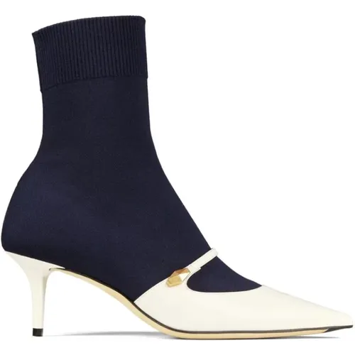 Marineblaue Leder Pumps mit spitzer Kappe , Damen, Größe: 38 1/2 EU - Jimmy Choo - Modalova