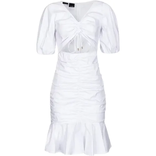 Weiße V-Ausschnitt Kleid , Damen, Größe: S - pinko - Modalova