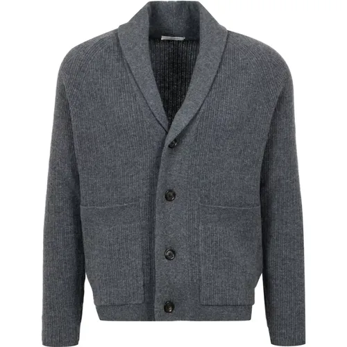 Grey Wool Cardigan with Button Closure , male, Sizes: 2XL, L, M - Paolo Pecora - Modalova