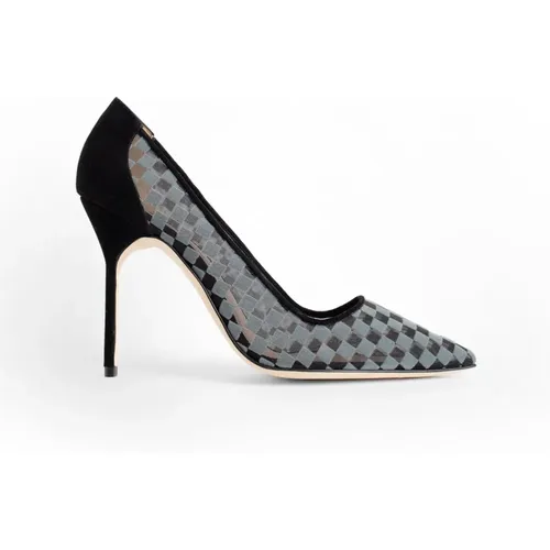 Schwarze karierte Mesh-Pumps,Lila Karierte Mesh-Pumps - Manolo Blahnik - Modalova