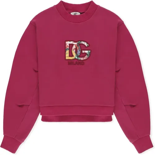 Fuchsia Crew Neck Sweatshirt für Mädchen - Dolce & Gabbana - Modalova