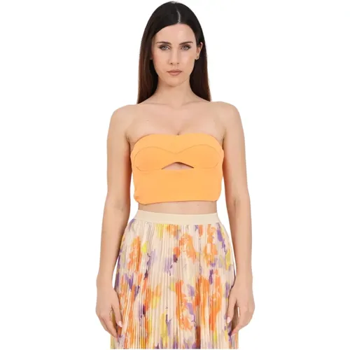 Oranger Crop Top mit Cut-Out , Damen, Größe: M - PATRIZIA PEPE - Modalova