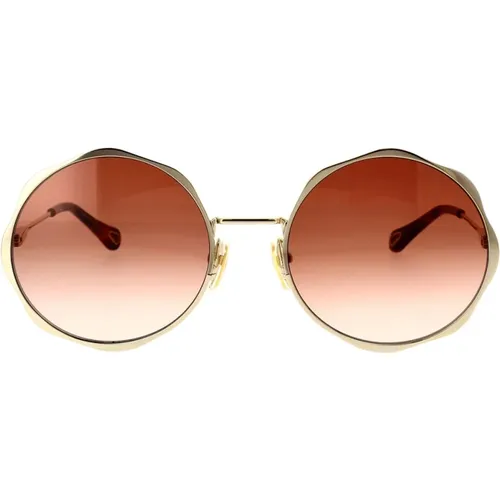 Runde Metall-Sonnenbrille mit Boho-Charme , Damen, Größe: 59 MM - Chloé - Modalova
