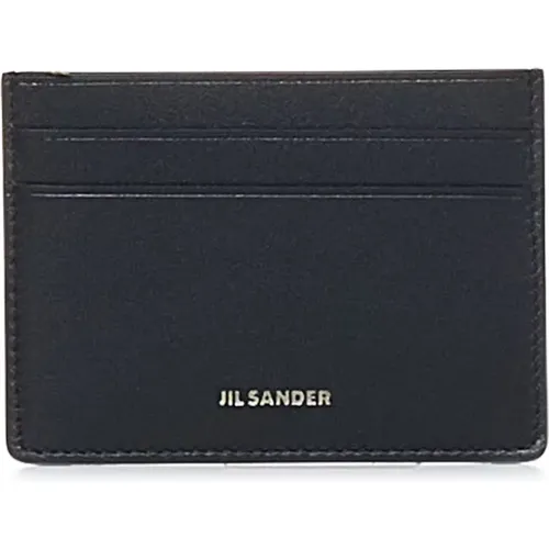Leather Card Holder with Silver Logo Print , male, Sizes: ONE SIZE - Jil Sander - Modalova