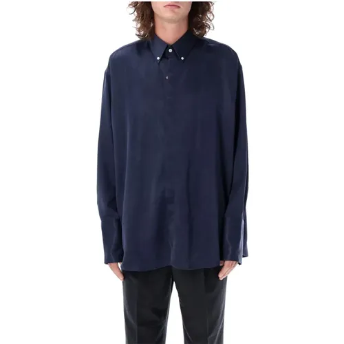 Navy Silk Shirt for Men , male, Sizes: M - Ami Paris - Modalova