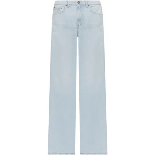 High-waisted wide-leg jeans in light denim , female, Sizes: W30, W26, W28 - Twinset - Modalova
