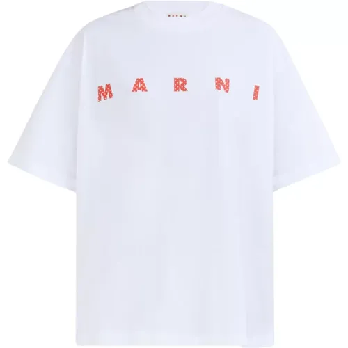 Polka Dot Crew-neck T-shirt , female, Sizes: XS - Marni - Modalova