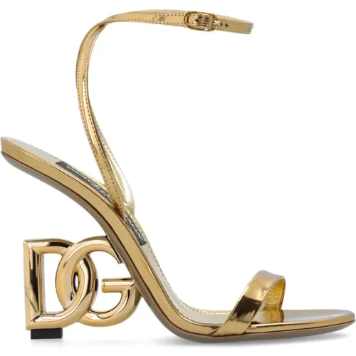 Leather heeled sandals , female, Sizes: 5 UK, 4 1/2 UK - Dolce & Gabbana - Modalova