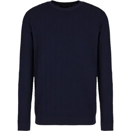 Geometric Relief Sweater , male, Sizes: XL, L, S - Giorgio Armani - Modalova