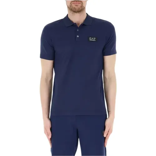 Blaues Polo T-Shirt Logo Basic - Emporio Armani EA7 - Modalova