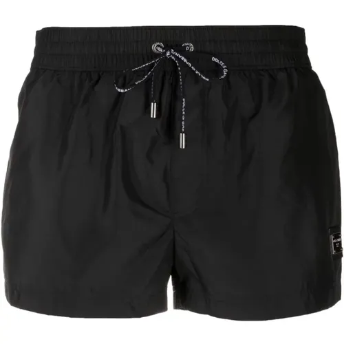 Logo-Plaque Swim Shorts , male, Sizes: L, S, M - Dolce & Gabbana - Modalova