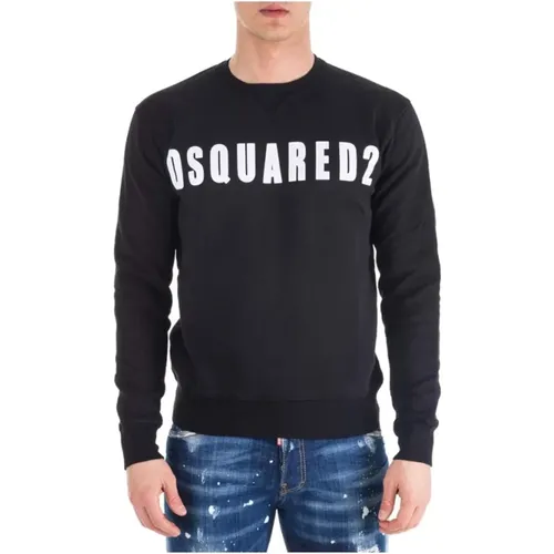 Schwarzer Sweatshirt Logo-Druck Italienische Baumwolle - Dsquared2 - Modalova