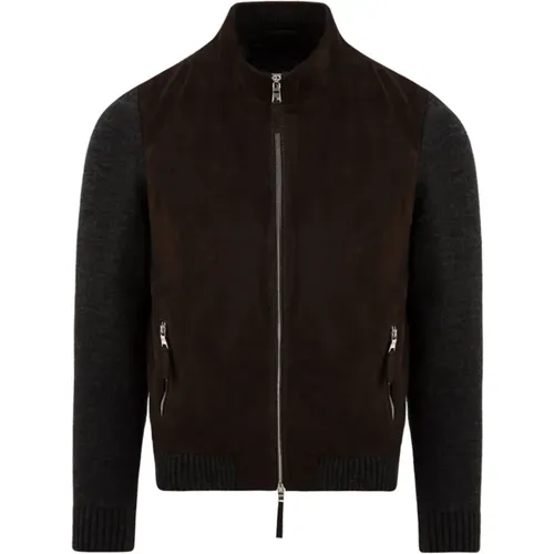 Francis Knit Lederjacke Braun - The Jack Leathers - Modalova