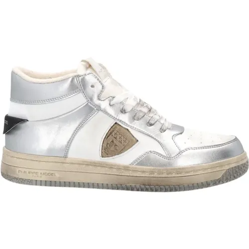 Silver High Top Sneakers , female, Sizes: 6 UK - Philippe Model - Modalova