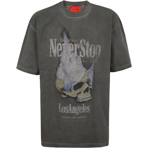 Stone Wash T-Shirt with Distressed Finish , male, Sizes: L, XS - Vision OF Super - Modalova
