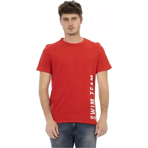 Rotes Baumwoll-T-Shirt mit Frontdruck - Bikkembergs - Modalova