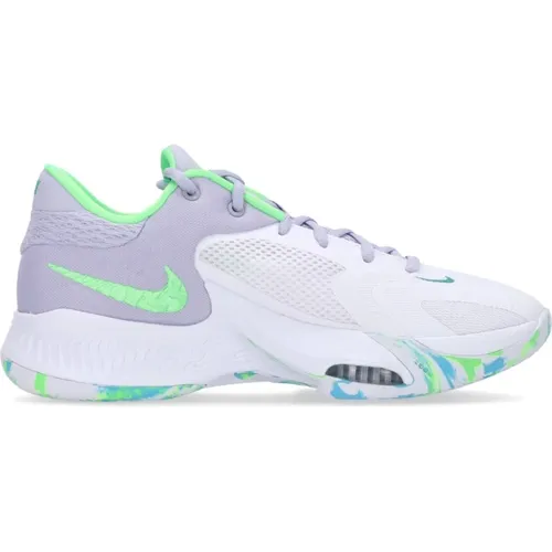 Zoom Freak 4 Basketball Shoe White/Purple/Black/Green , male, Sizes: 7 UK - Nike - Modalova