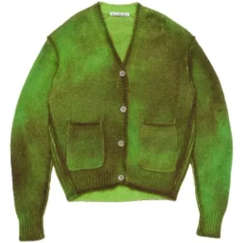 Grüner Mohairwoll-Cardigan mit Taschen - Acne Studios - Modalova