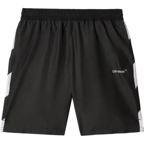 Diagonal Logo Swim Shorts /White , male, Sizes: S - Off White - Modalova