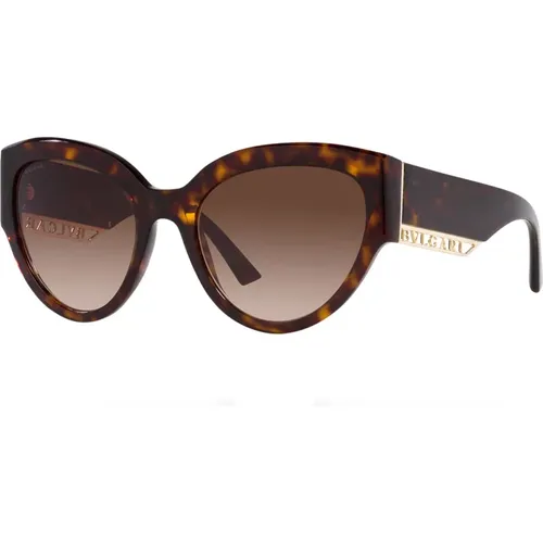 Butterfly Sunglasses with Havana Frame and Gradient Lenses , female, Sizes: 55 MM - Bvlgari - Modalova