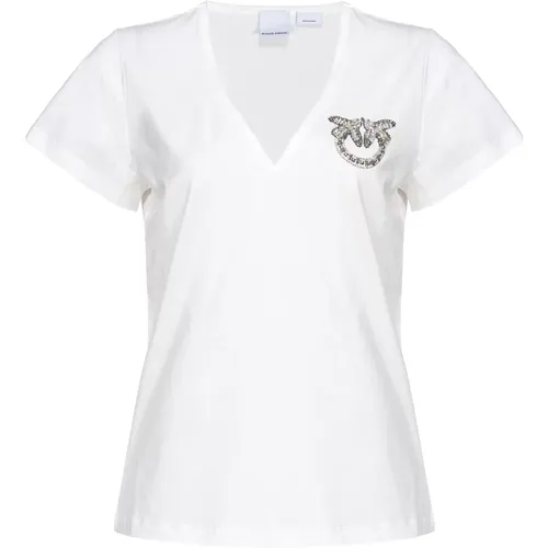 Love Birds T-shirt Weiß , Damen, Größe: M - pinko - Modalova