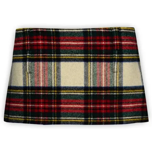 Checked Wool Mini Skirt , female, Sizes: XS - Miu Miu - Modalova
