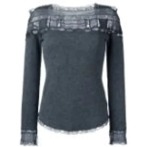 Grauer Pullover mit Spitzen-Details - Ermanno Scervino - Modalova