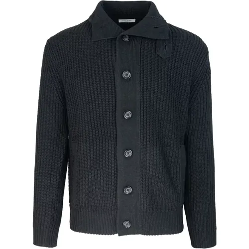 Cardigan Ribbed Collar Sweater , male, Sizes: XL, L - Paolo Pecora - Modalova