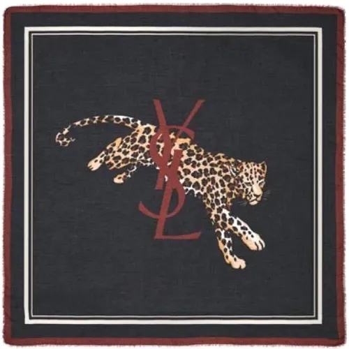 Leopard Print Modal and Cashmere Scarf , female, Sizes: ONE SIZE - Saint Laurent - Modalova