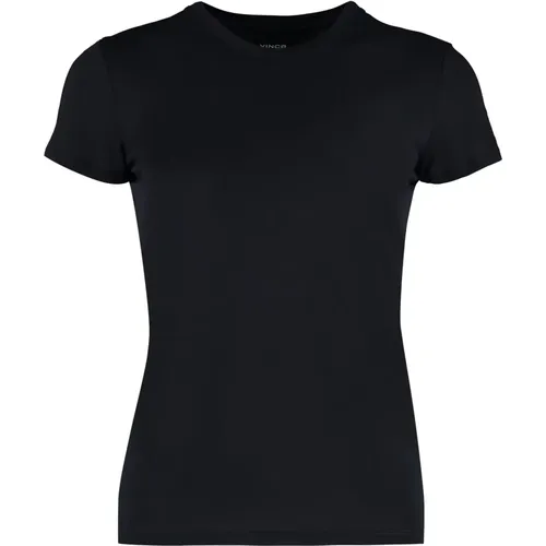 Geripptes Baumwoll-Crew-Neck T-Shirt , Damen, Größe: M - Vince - Modalova