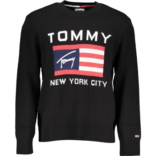 Schwarzer Langarm-Baumwollpullover - Tommy Hilfiger - Modalova