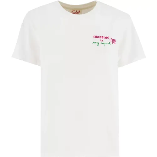 Embroidered Crew Neck T-shirt , female, Sizes: M, L - MC2 Saint Barth - Modalova