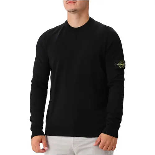 Schwarzer Wollstrickpullover , Herren, Größe: 2XL - Stone Island - Modalova