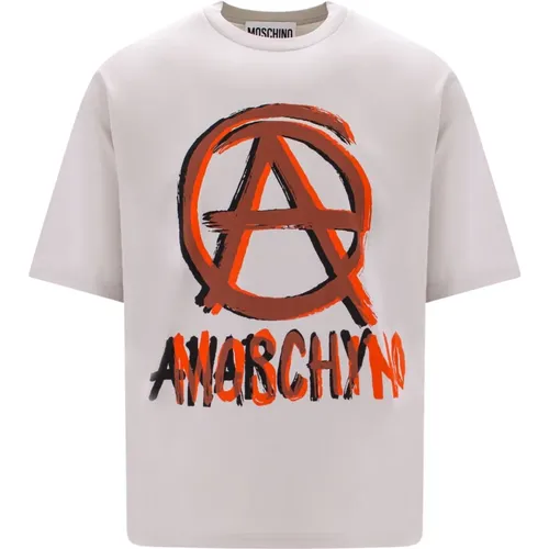 Anarchy Print Cotton T-Shirt for Men , male, Sizes: M - Moschino - Modalova