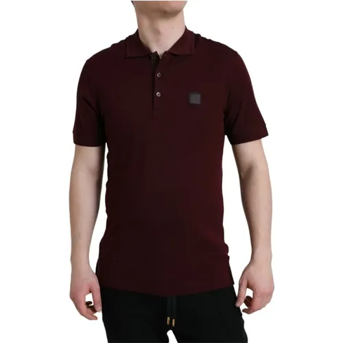 Maroon Baumwollmischung Polo Tee , Herren, Größe: S - Dolce & Gabbana - Modalova