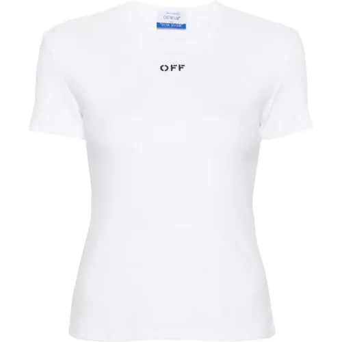 Off , Stempelstil Weiß Schwarz , Damen, Größe: XS - Off White - Modalova