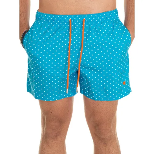 Boardshort mit Polka-Dots und Logo-Details , Herren, Größe: 2XL - Gallo - Modalova