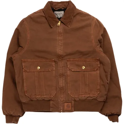 Braune Canvas-Jacke mit gestepptem Futter , Herren, Größe: S - Carhartt WIP - Modalova