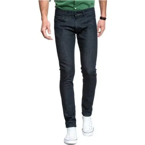 Slim-Fit Navy Blue Denim Jeans , Herren, Größe: W30 - Wrangler - Modalova