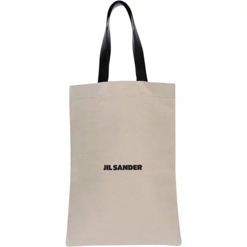Logo-Print Linen Tote Bag , male, Sizes: ONE SIZE - Jil Sander - Modalova