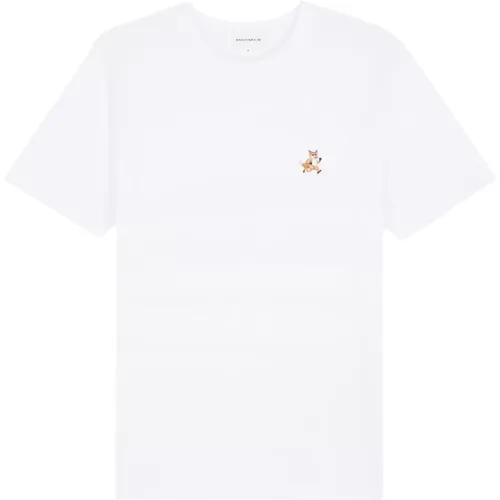 T-Shirts,Speedy Fox Patch Weißes T-Shirt - Maison Kitsuné - Modalova