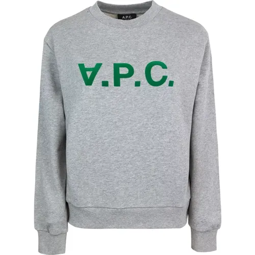 Grey Sweater with Velvet Logo , female, Sizes: XS - A.p.c. - Modalova