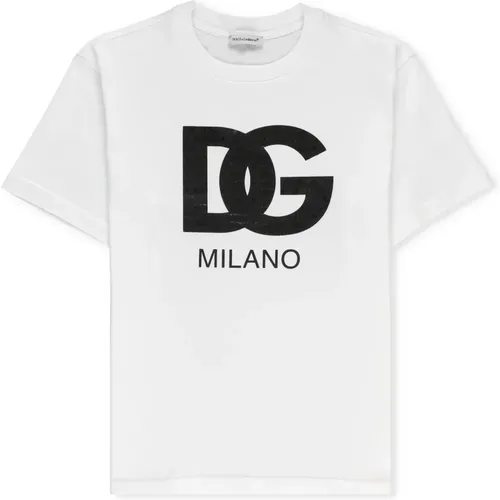 Weiße Baumwoll-T-Shirt für Jungen mit Logo - Dolce & Gabbana - Modalova