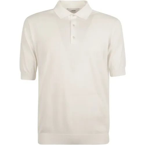 Weißes Gestricktes Poloshirt mit Logo , Herren, Größe: XL - Lardini - Modalova