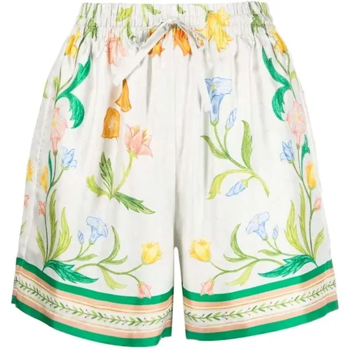 White Floral Silk Shorts Women , female, Sizes: M - Casablanca - Modalova