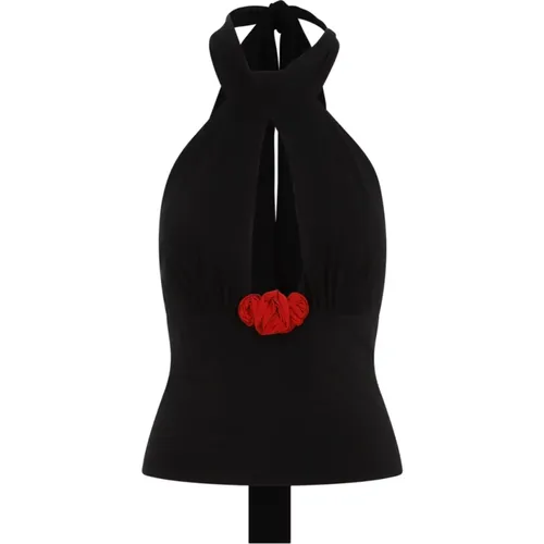 Halter Neck Top with Red Roses , female, Sizes: XS, S - Magda Butrym - Modalova