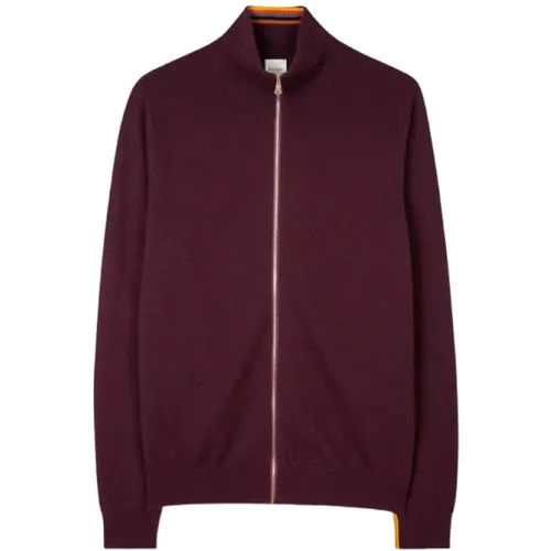 Burgundy Full Zip Cashmere Sweatshirt , male, Sizes: S - Paul Smith - Modalova