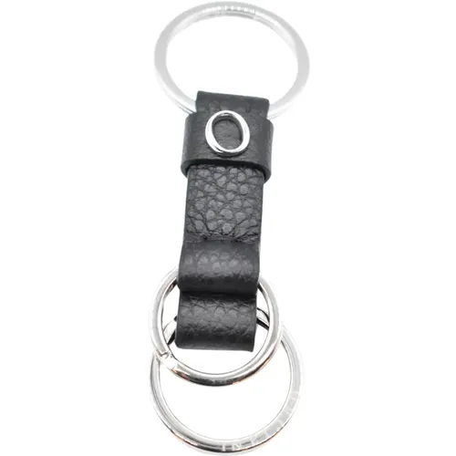 Schwarze Leder Schlüsselanhänger mit Chromringen , Damen, Größe: ONE Size - Orciani - Modalova