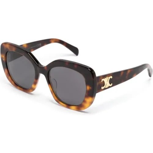 Braun/Havanna Sonnenbrille,Schwarze Sonnenbrille mit Original-Etui - Celine - Modalova
