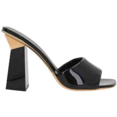 Leather Slide Sandals with Square Toe and Studded Heel , female, Sizes: 3 UK, 7 UK - Valentino Garavani - Modalova